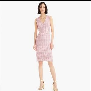 J CREW V-neck Sheath Dress In Pink Metallic Tweed